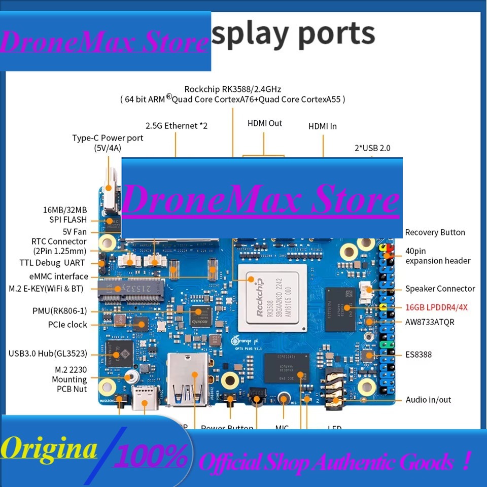 Orange Pi 5 Plus 32Gb - DroMaRockchip บอร์ดเดี่ยว RK3588 Orange Pi 5