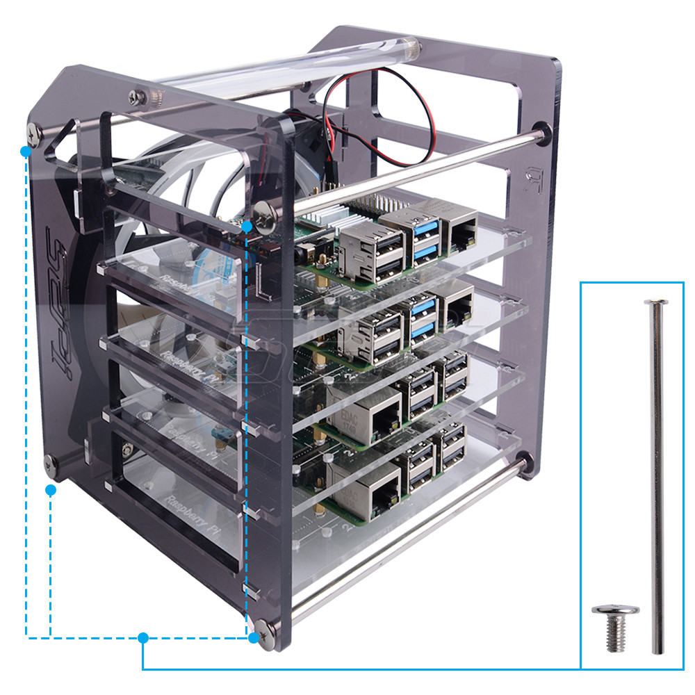 52Pi Rack Tower 4ชั้นอะคริลิคเ - Deskpi Super6C บทวิจารณ์และราคา